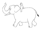 Bilder � fargelegge 07b. elefant med en person