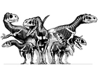 Bilder � fargelegge dinosaurer i en gruppe - skjelett