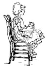 en jente på en stol