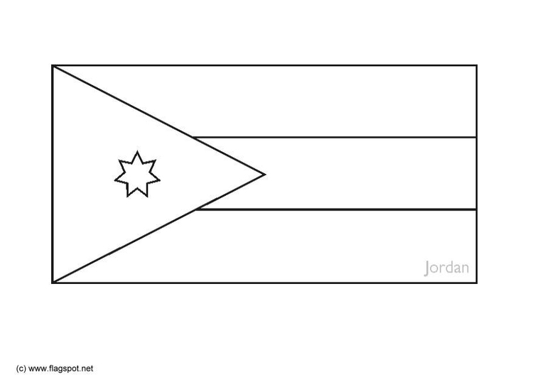 Bilde å fargelegge flagg fra Jordan