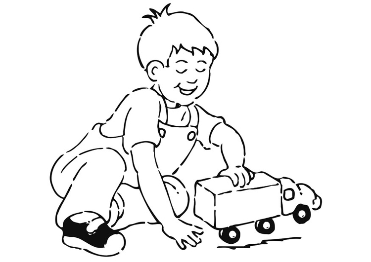 Bilde å fargelegge gutt med lekebil