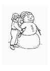 Bilder � fargelegge gutt med snømann