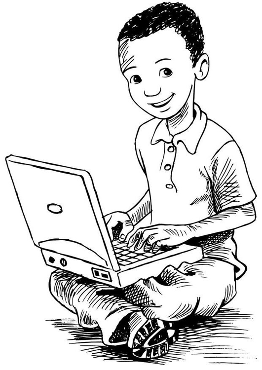 Bilde å fargelegge gutt pÃ¥ den bÃ¦rbare datamaskinen