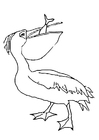 Bilder � fargelegge pelikan spiser fisk