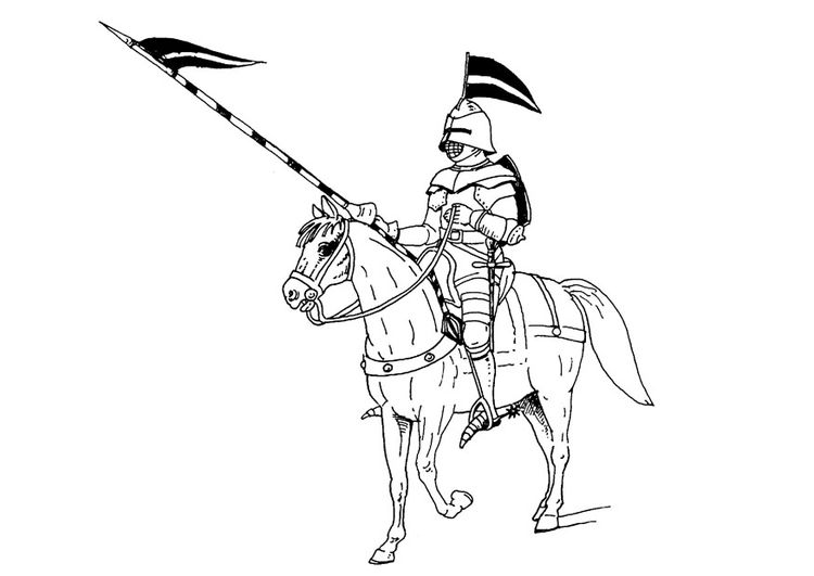 Bilde å fargelegge ridder til hest