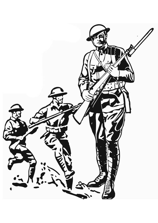 Bilde å fargelegge soldat - fÃ¸rste verdenskrig