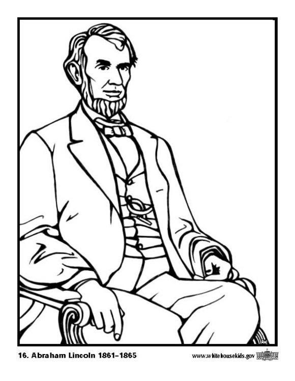 Bilde å fargelegge 16 Abraham Lincoln
