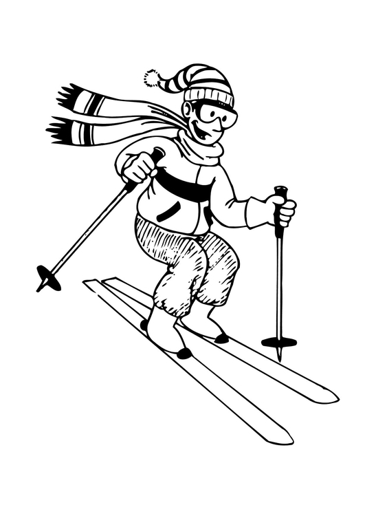 Bilde å fargelegge Ã¥ stÃ¥ pÃ¥ ski