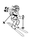 Bilde å fargelegge Ã¥ stÃ¥ pÃ¥ ski