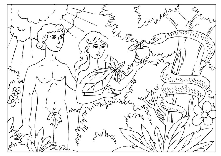 Bilde å fargelegge Adam og Eva