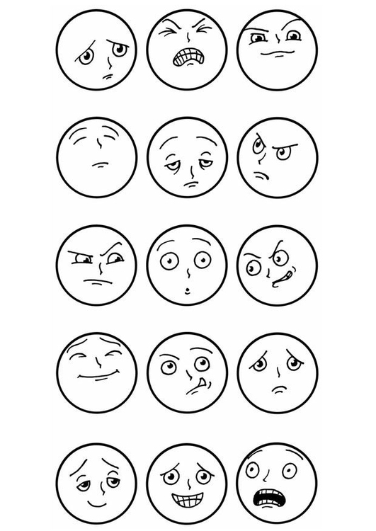 Bilde å fargelegge ansiktsuttrykk - fÃ¸lelser