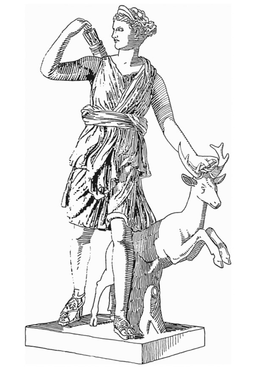 Bilde å fargelegge Artemis, gudinne fra den greske mytologi