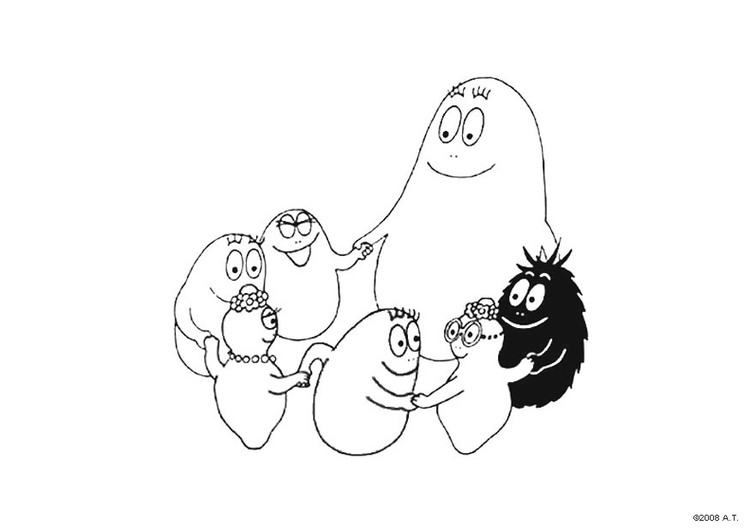 Bilde å fargelegge Barbapappa i en sirkel