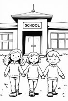 Fargeleggingsbilde barn pÃ¥ skolen