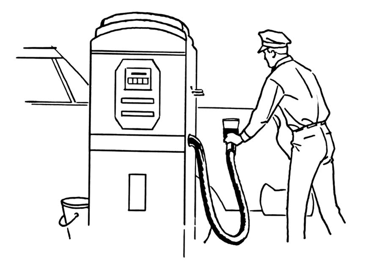 Bilde å fargelegge bensinstasjon