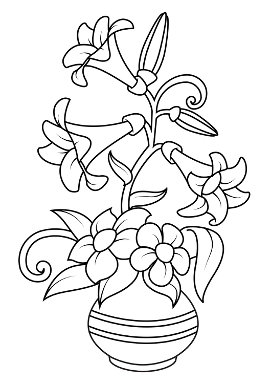 Bilde å fargelegge blomster i vase