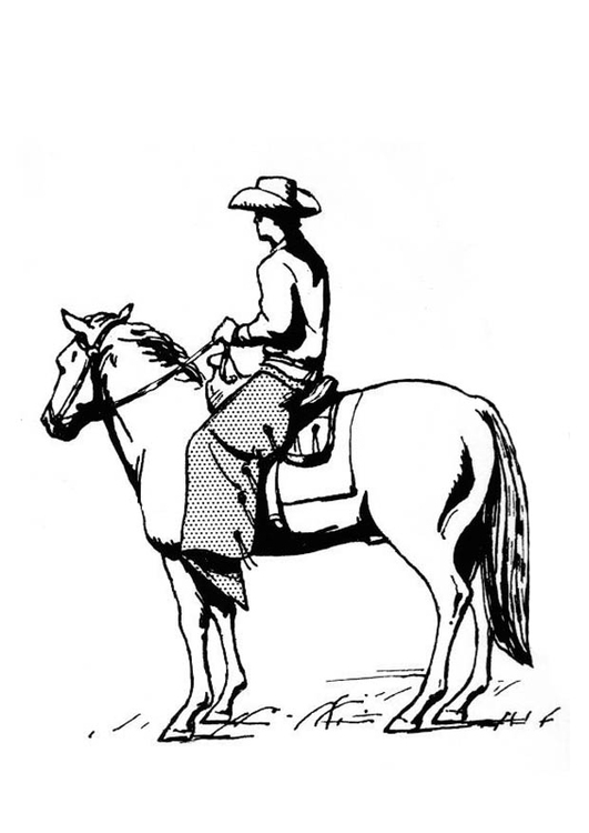 Bilde å fargelegge cowboy pÃ¥ hest