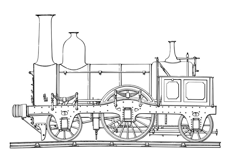 Bilde å fargelegge damplokomotiv
