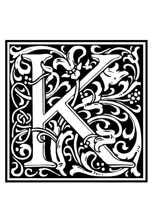 Bilde å fargelegge dekorativ alfabet - K
