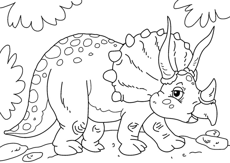 Bilde å fargelegge dinosaur - Triceratops