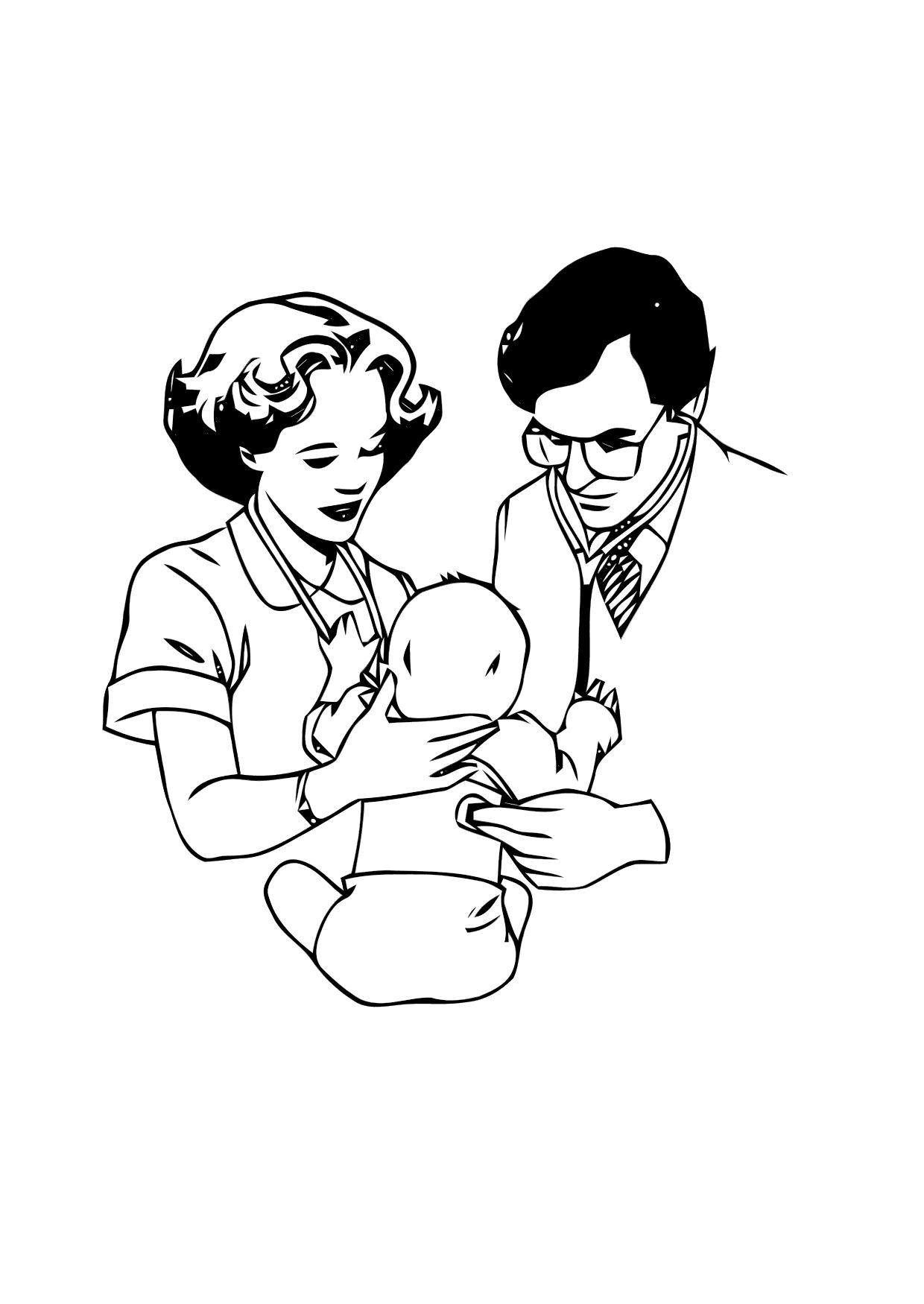 Bilde å fargelegge doktor med baby