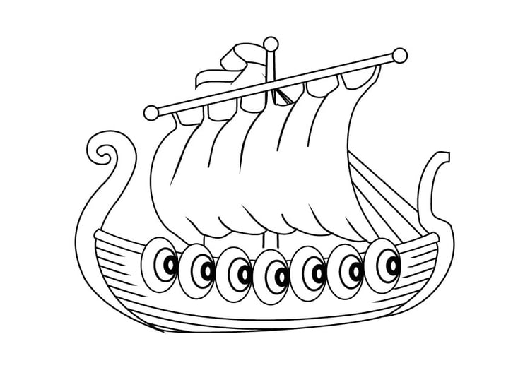 Bilde å fargelegge drakar - vikingskip