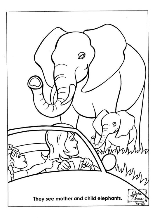 Bilde å fargelegge elefanter