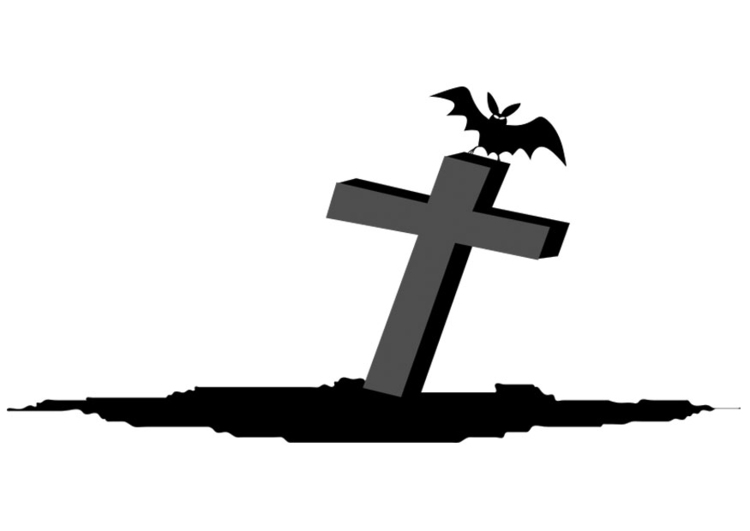 Bilde å fargelegge en grav med et kors