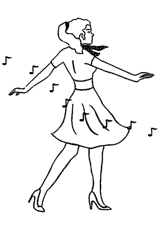 Bilde å fargelegge en jente som danser