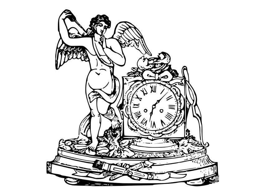 Bilde å fargelegge engel med klokke