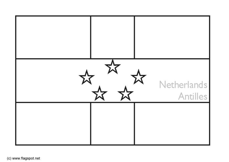 Bilde å fargelegge flagg fra de Nederlandske Antillene