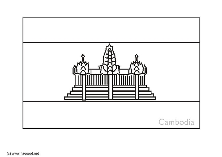 Bilde å fargelegge flagg fra Kambodsja