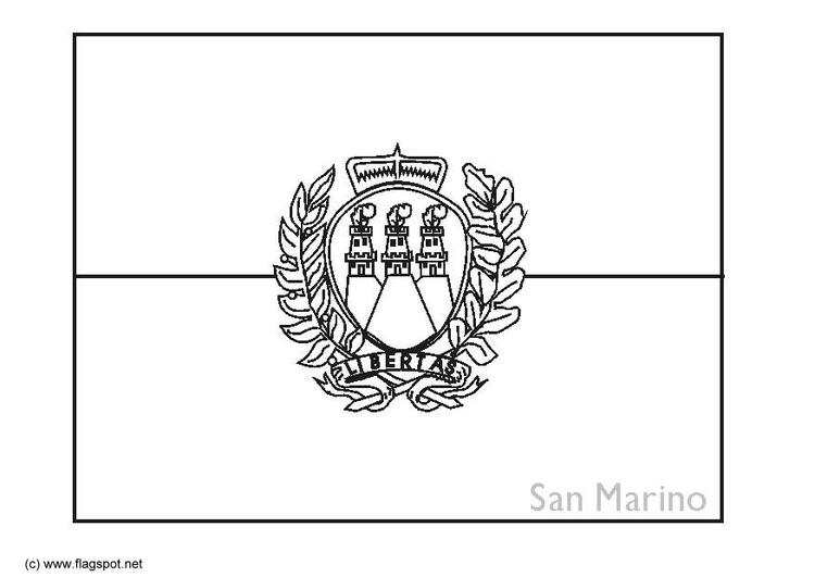 Bilde å fargelegge flagg fra San Marino