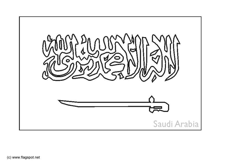 Bilde å fargelegge flagg fra Saudi-Arabia