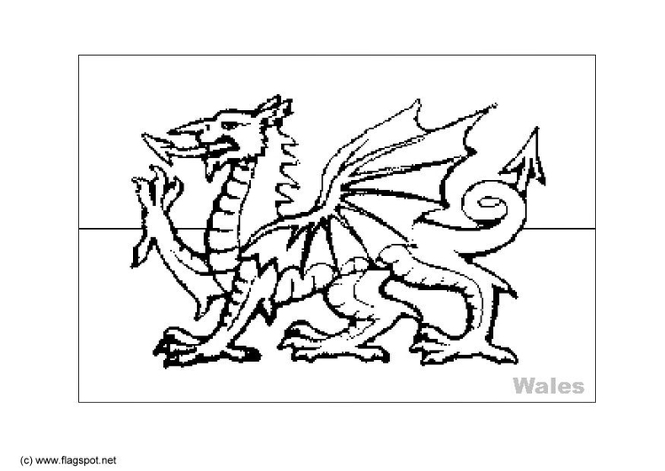 Bilde å fargelegge flagg fra Wales