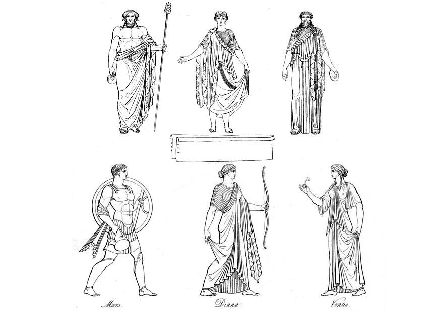 Bilde å fargelegge greske guder og gudinner