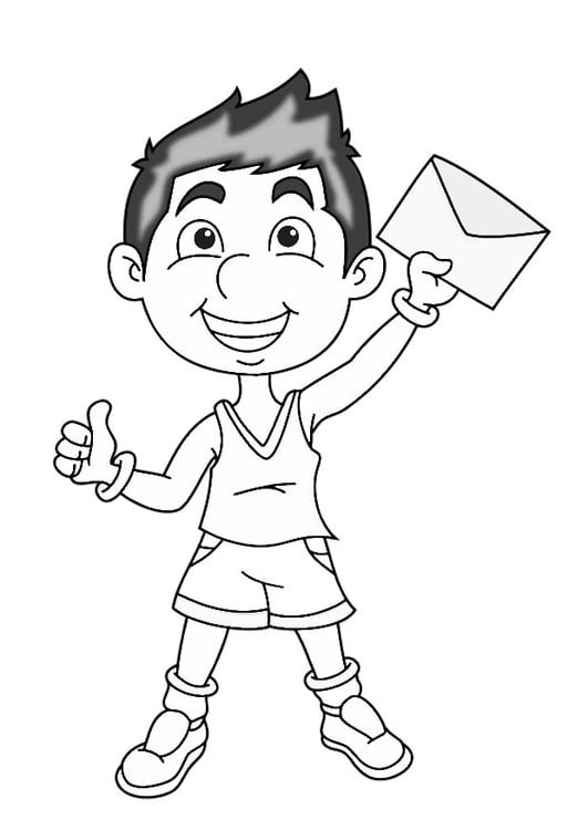 Bilde å fargelegge gutt med brev