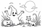 Fargeleggingsbilde halloween med spøkelse