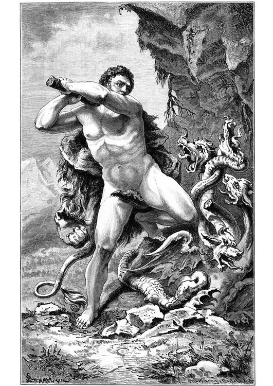 Bilde å fargelegge Herkules og slangen