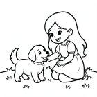 jente leker med hund