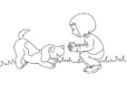 Fargeleggingsbilde jente og hund