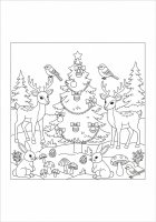 Fargeleggingsbilde jul i skogen
