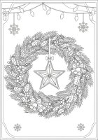 Fargeleggingsbilde julekrans med stjerne