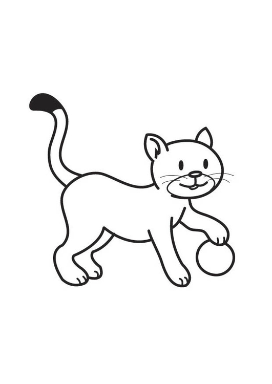 Bilde å fargelegge katt med ball