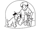 Fargeleggingsbilde kjæledyr hund og katt