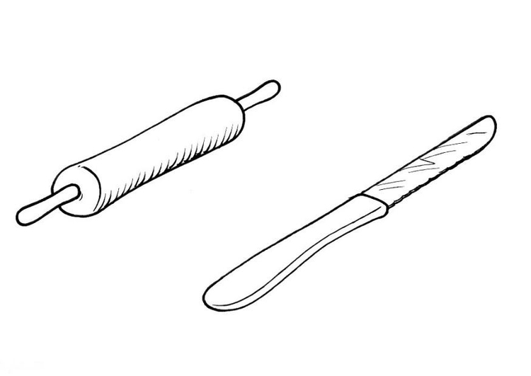 Bilde å fargelegge kjevle og kniv