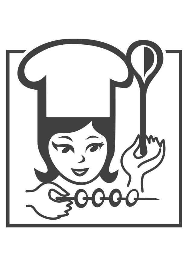 Bilde å fargelegge kvinnelig kokk