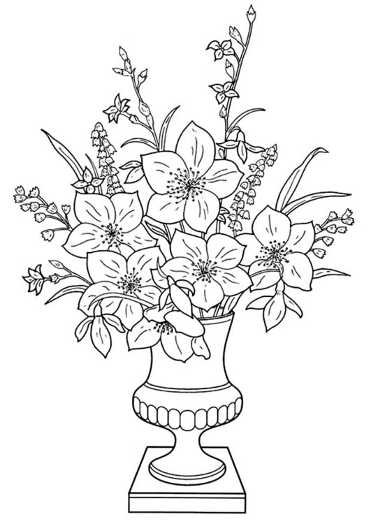 Bilde å fargelegge liljer i vase