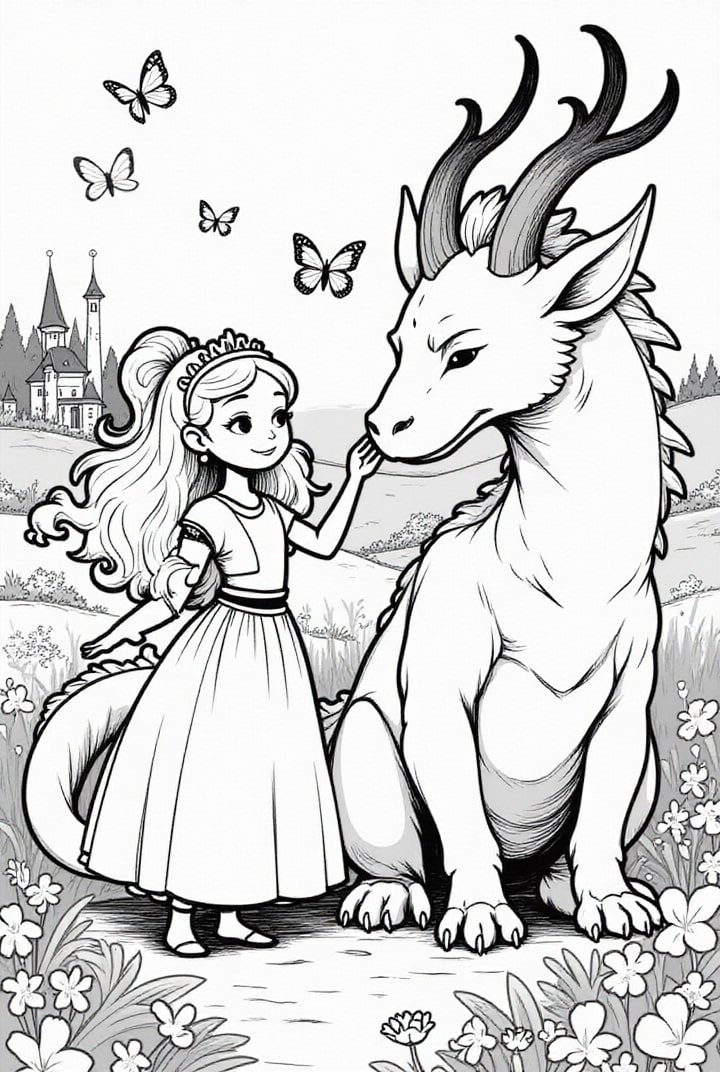 lille prinsesse med dragen sin