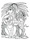 Bilder � fargelegge løve, giraff og sebra